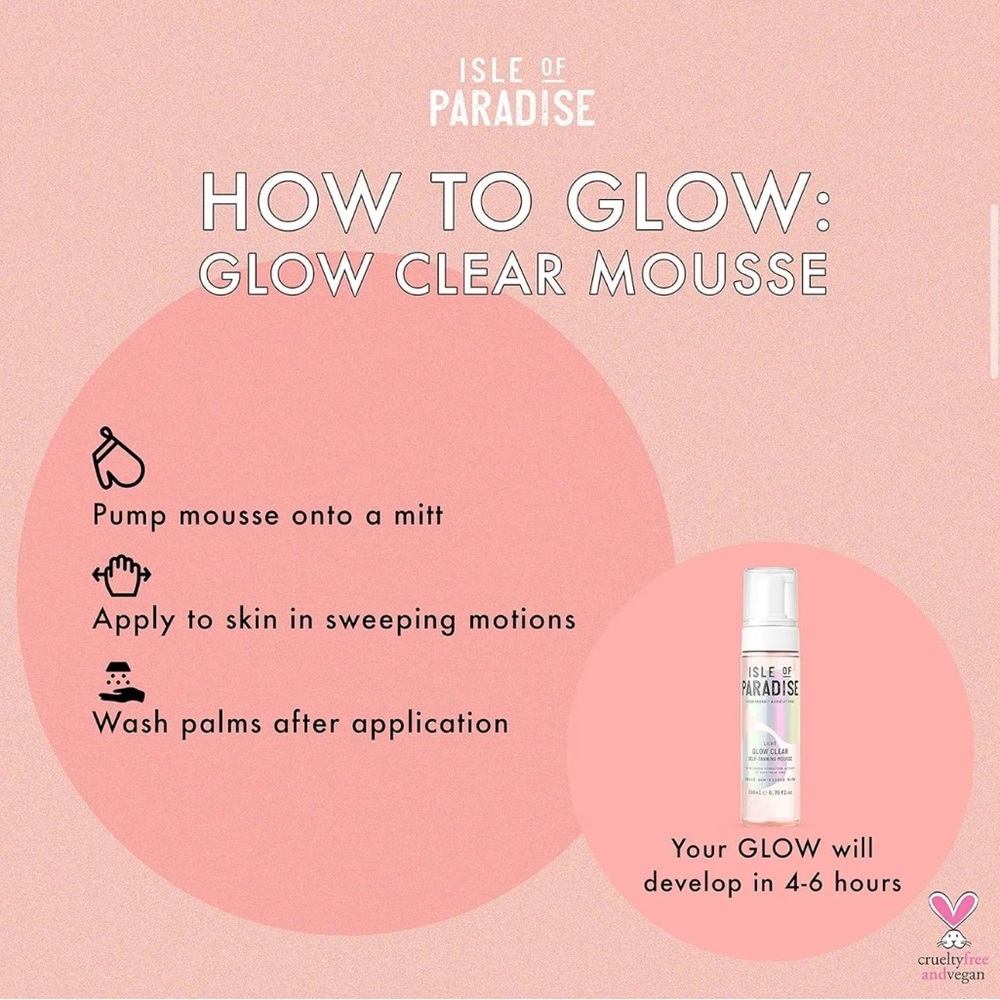 Isle of Paradise Glow Clear Self-Tanning Mousse - Dark Full Size NWOB - Picture 6 of 10